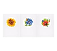 Vervaco Lesezeichen Kreuzstich Stickpackungen Gezählter Kreuzstich Sommerblumen 3er DIY Postkarten Set Erwachsene Sticken Bastelset ca. 10,5 x 15 cm Stickset für Anfänger Kreatives Geschenk