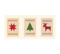 Vervaco Stickset Lesezeichen Kreuzstich Weihnachten 3er Postkarten 10,5 x 15 cm für Anfänger
