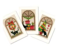 Vervaco Stickset Lesezeichen Weihnachtsfreude – 3er-Set gezählter Kreuzstich Postkarten 10,5×15 cm