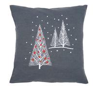 Vervaco PN-0164820 Stickkissen mit Kissenrücken Weihnachtsbäume Stickpackung, Baumwolle, weiß, 40 x 40 x 0,30 cm