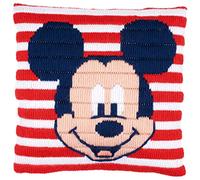 Vervaco Spannstichkissen Disney Mickey Mouse, Stickbild vorgezeichnet Spannstichpackung, vorbezeichnet, Baumwolle, Mehrfarbig, 25 x 25 x 0,3 cm