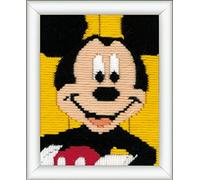 Vervaco Spannstichpackung Mickey Mouse Stickpackung vorgedruckt, Stramin, weiß, 12,5 x 16 x 0,3 cm