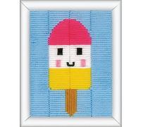 Vervaco Stickbilder für Kinder Langstich Set EIS Stickset für Anfänger Bastelset Handwerker ca. 12,5 x 16 cm Kreatives Nähset für Kinder DIY Sticken Set Kreatives Geschenk