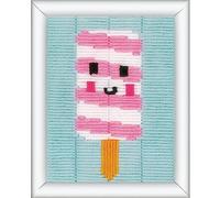 Vervaco Stickbilder für Kinder Langstich Set EIS Stickset für Anfänger Bastelset Handwerker ca. 12,5 x 16 cm Kreatives Nähset für Kinder DIY Sticken Set Kreatives Geschenk