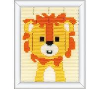 Vervaco Stickbilder für Kinder Langstich Set FRECHER LÖWE Stickset für Anfänger Bastelset Handwerker ca. 12,5 x 16 cm Kreatives Nähset für Kinder DIY Sticken Set Kreatives Geschenk