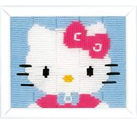 VERVACO Stickbilder für Kinder Langstich Set HELLO KITTY Stickset für Anfänger Bastelset Handwerker ca. 16 x 12,5 cm Kreatives Nähset für Kinder DIY Sticken Set Kreatives Geschenk