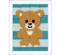 Vervaco Stickbilder für Kinder Langstich Set KLEINER BÄR Stickset für Anfänger Bastelset Handwerker ca. 12,5 x 16 cm Kreatives Nähset für Kinder DIY Sticken Set Kreatives Geschenk