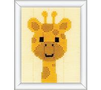 Vervaco Stickbilder für Kinder Langstich Set LIEBE GIRAFFE Stickset für Anfänger Bastelset Handwerker ca. 12,5 x 16 cm Kreatives Nähset für Kinder DIY Sticken Set Kreatives Geschenk