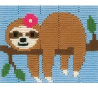 Vervaco Stickbilder für Kinder Langstich Set SÜSSES FAULTIER Stickset für Anfänger Bastelset Handwerker ca. 16 x 12,5 cm Kreatives Nähset für Kinder DIY Sticken Set Kreatives Geschenk