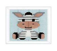 VERVACO Stickbilder Langstich Zebra Stickset für Anfänger Bastelset Handwerker ca. 12,5 x 16 cm Nähset für Kinder DIY Sticken Set Kreatives Geschenk Stickpackung, Stramin, Multicolor