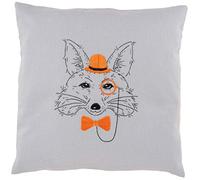 Vervaco Stickkissen mit Kissenrücken Fuchs mit Melone, Baumwolle, weiß, 40 x 40 x 0,3 cm