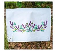 Vervaco Stickpackung Geschirrtuch Stickerei Set Erwachsene Vorgedruckt LAVENDEL Vorgezeichnet Küchentuch Stickpackung Plattstich ca. 46 x 71 cm Stoff zum Sticken DIY Hausdeko Kreatives Geschenk