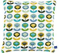 Vervaco Stickpackung Kissen Langstich Set BLUMEN Stickerei Set Anfänger Basteln Erwachsene Kreativ Set ca. 40 x 40 cm Bastelset Handwerker Handarbeit Zubehör Geschenkset