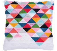 Vervaco Stickpackung Kissen Langstich Set DREIECKE Stickerei Set Anfänger Basteln Erwachsene Kreativ Set ca. 40 x 40 cm Bastelset Handwerker Handarbeit Zubehör Geschenkset