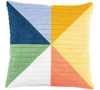 Vervaco Stickpackung Kissen Langstich Set FARBIGE DREIECKE Stickerei Set Anfänger Basteln Erwachsene Kreativ Set ca. 40 x 40 cm Bastelset Handwerker Handarbeit Zubehör Geschenkset