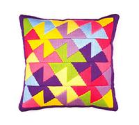 VERVACO Stickpackung Kissen Langstich Set FARBIGE MÜHLEN Stickerei Set Anfänger Basteln Erwachsene Kreativ Set ca. 40 x 40 cm Bastelset Handwerker Handarbeit Zubehör Geschenkset