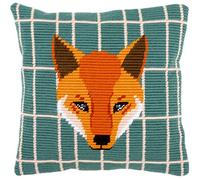 Vervaco Stickpackung Kissen Langstich Set GUNTHER Schräger Spannstich Stickerei Set Anfänger Basteln Erwachsene Kreativ Set ca. 40 x 40 cm Bastelset Handwerker Handarbeit Zubehör Geschenkset