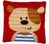 Vervaco Stickpackung Kissen Langstich Set KLEINER BÄR Stickerei Set Anfänger Basteln Erwachsene Kreativ Set ca. 25 x 25 cm Bastelset Handwerker Handarbeit Zubehör Geschenkset