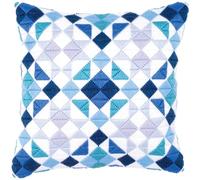 Vervaco Stickpackung Kissen Rauten in Blau – Langstich-Set 40 x 40 cm für Anfänger