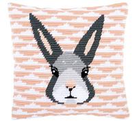 Vervaco Stickpackung Kissen Langstich Set YVONNE Schräger Spannstich Stickerei Set Anfänger Basteln Erwachsene Kreativ Set ca. 40 x 40 cm Bastelset Handwerker Handarbeit Zubehör Geschenkset