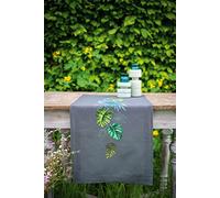 Vervaco Stickpackung Kreuzstich Set Vorgedruckt Tischläufer botanische Blätter Stickdecken Vorgezeichnet Basteln Erwachsene Kreativ Stickläufer zum Selbersticken 40 x 100 cm Stickset