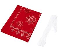 VERVACO Stickpackung Kreuzstich Set Vorgedruckt Tischläufer Festliches Rot Stickdecken Vorgezeichnet DIY Basteln Erwachsene Kreativ Stickläufer zum Selbersticken 30 x 105 cm Stickset Weihnachten