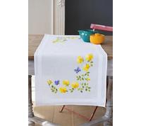 Vervaco Kreuzstich-Set Tischläufer Frühlingsblumen vorgedruckt 40 x 100 cm