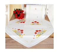 VERVACO Stickpackung Kreuzstich Set Vorgedruckt Tischläufer Früling Blumen Stickdecken Vorgezeichnet DIY Basteln Erwachsene Kreativ Stickläufer zum Selbersticken 40 x 100 cm Stickset