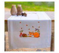 VERVACO Stickpackung Kreuzstich Set Vorgedruckt Tischläufer Herbstwald Stickdecken Vorgezeichnet DIY Basteln Erwachsene Kreativ Stickläufer zum Selbersticken 40 x 100 cm Stickset