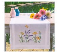 VERVACO Stickpackung Kreuzstich Set Vorgedruckt Tischläufer Lavendel Stickdecken Vorgezeichnet DIY Basteln Erwachsene Kreativ Set Stickläufer zum Selbersticken ca. 40 x 100 cm Handarbeit Zubehör