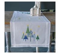 Vervaco Stickpackung Kreuzstich Set Vorgedruckt Tischläufer Moderne Kiefern Stickdecken Vorgezeichnet DIY Basteln Erwachsene Kreativ Stickläufer zum Selbersticken 40 x 100 cm Stickset