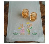 VERVACO Stickpackung Kreuzstich Set Vorgedruckt Tischläufer Osterhasen Stickdecken Vorgezeichnet DIY Basteln Erwachsene Kreativ Stickläufer zum Selbersticken 40 x 100 cm Stickset Weihnachten