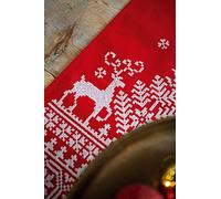 Vervaco Stickpackung Kreuzstich Set Vorgedruckt Tischläufer Rentier Stickdecken Vorgezeichnet DIY Basteln Erwachsene Kreativ Stickläufer zum Selbersticken 30 x 105 cm Stickset