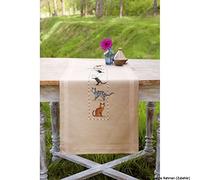 VERVACO Stickpackung Kreuzstich Set Vorgedruckt Tischläufer Spielerische Kätzen Stickdecken Vorgezeichnet Basteln Erwachsene Kreativ Stickläufer zum Selbersticken 40 x 100 cm Stickset