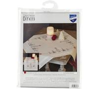 Vervaco Stickpackung Kreuzstich Set Vorgedruckt Tischläufer Weihnachtlich Rot/Grau Stickdecken Vorgezeichnet DIY Basteln Kreativ Stickläufer zum Selbersticken 40 x 100 cm Stickset