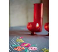 Vervaco Stickpackung Tischdecke Sticken Set Erwachsene Vorgedruckt Feurige Blumen Stickdecken Vorgezeichnet Decke Sticken Stickpackung Plattstich 80 x 80 cm Stoff zum Sticken Kreatives Geschenk