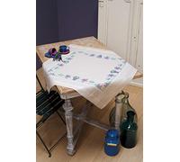 Vervaco Stickpackung Tischdecke Sticken Set Erwachsene Vorgedruckt Lavendel Stickdecken Vorgezeichnet Decke Sticken Stickpackung Plattstich 80 x 80 cm Stoff zum Sticken Kreatives Geschenk