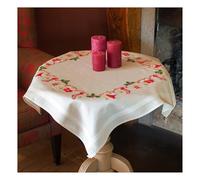 Vervaco Stickpackung Tischdecke Sticken Set Erwachsene Vorgedruckt Weihnachtlich Stickdecken Vorgezeichnet Decke Sticken Stickpackung Plattstich 80 x 80 cm Stickset Kreatives Geschenk