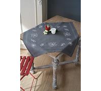 Vervaco Tischdecke-Set zum Sticken Vorgedruckt Weiße Blumen & Gräser 80 x 80 cm Baumwolle