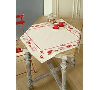 VERVACO Stickpackung Tischdecke Zählmusterpackung Kreuzstich Beim Nachmittagskaffee Stickdecken zum Selbersticken Stickset Weihnachten Kreativ Set für Erwachsene 80 x 80 cm Kreatives Geschenk