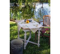 VERVACO Stickpackung Tischdecke Zählmusterpackung Kreuzstich Gartengeräte Stickdecken zum Selbersticken Bastelset Handwerker Kreativ Set für Erwachsene 80 x 80 cm Kreatives Geschenk