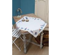 Vervaco Stickpackung Tischdecke Zählmusterpackung Kreuzstich Maritim Stickdecken zum Selbersticken Stickset Weihnachten Kreativ Set für Erwachsene 80 x 80 cm Kreatives Geschenk