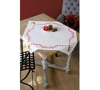 VERVACO Stickpackung Tischdecke Zählmusterpackung Kreuzstich Rotkehlchen Stickdecken zum Selbersticken Stickset Weihnachten Kreativ Set für Erwachsene 80 x 80 cm Kreatives Geschenk