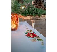 Vervaco Stickpackung Tischdecke Zählmusterpackung Kreuzstich Weihnachtsstern Stickdecken zum Selbersticken Stickset Weihnachten Kreativ Set für Erwachsene 80 x 80 cm Kreatives Geschenk