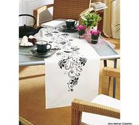Vervaco Stickpackung Tischläufer – Vorgedruckt Blumen, Plattstich 38 x 142 cm, für Erwachsene