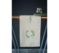 Vervaco Stickpackung Tischläufer Sticken Set Erwachsene Vorgedruckt Love Stickläufer zum Selbersticken Vorgezeichnet Decke Sticken Stickpackung Plattstich 29 x 102 cm Kreatives Geschenk