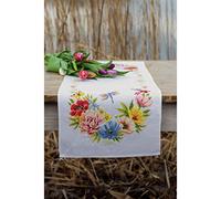 Vervaco Stickpackung Tischläufer Blumen – Kreuzstich Zählmuster 32×84 cm für Erwachsene