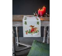 Vervaco Stickpackung Tischläufer Zählmusterpackung Kreuzstich Hirsche mit Kaninchen Stickläufer zum Selbersticken Stickset Weihnachten Kreativ Set für Erwachsene 32 x 84 cm Kreatives Geschenk