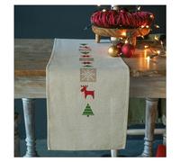 Vervaco Stickpackung Tischläufer Zählmusterpackung Kreuzstich Karierte Weihnachtsbäume Stickläufer zum Selbersticken Stickset Weihnachten Kreativ Set für Erwachsene 29 x 102 cm Kreatives Geschenk