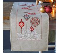 Vervaco Stickpackung Tischläufer Zählmusterpackung Kreuzstich Weihnachtssterne Stickläufer zum Selbersticken Stickset Weihnachten Kreativ Set für Erwachsene 29 x 102 cm Kreatives Geschenk